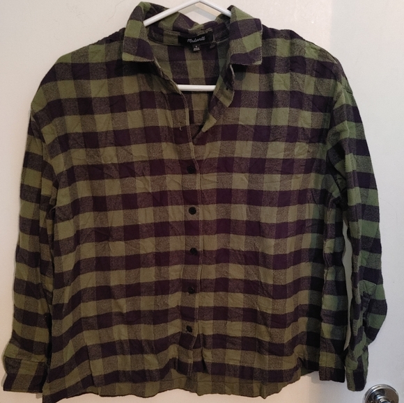 MadewellBuffalo Check Flannel Shirt SZ.S Green,Black - Picture 4 of 7